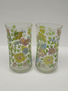 2 - Corning Ware Corelle MEADOW 5 1/4 Inch 10 Ounce All Over Pattern Tumblers